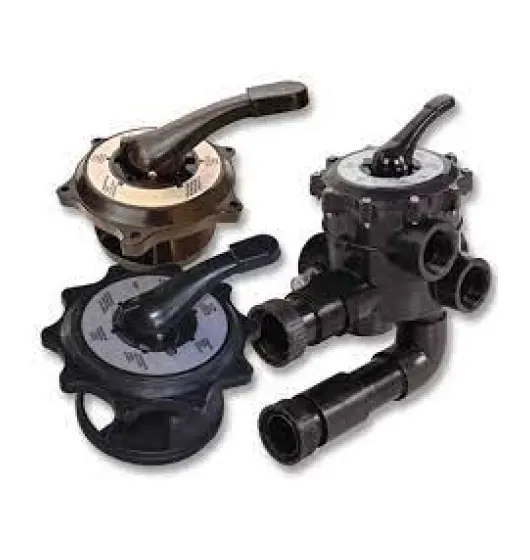 An image of a few multiport valves which can be used to ensure the condition of the swimming pool water.